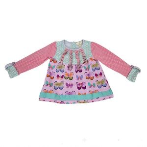 Matilda Jane Multicolored Pastel Floral Mixed Print Long Sleeve Butterfly Shirt
